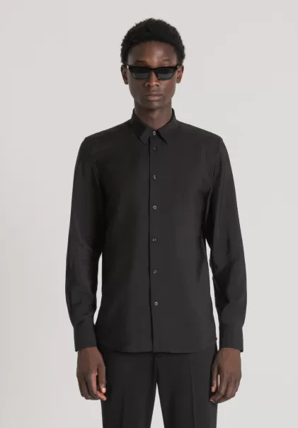 Personalización Hombre Camisa Slim Fit «Napoli» De Tejido Modal Silky Touch Antony Morato Camisas Negro