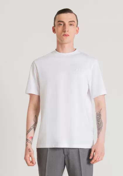 Hombre Blanco Camiseta Extragrande De 100 % Algodón Con Logotipo Bordado Personalización Camisetas Y Polo Antony Morato