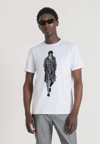 Camiseta Slim Fit De Puro Algodón Con Estampado Delantero Antony Morato Precio De Descuento Camisetas Y Polo Hombre Blanco