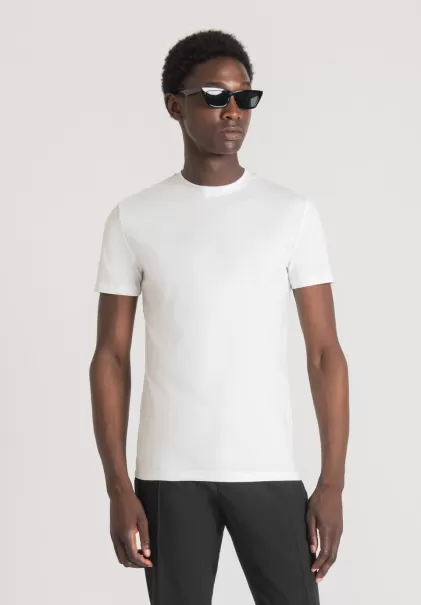 Camisetas Y Polo Blanco Hombre Antony Morato Camiseta Super Slim Fit De Algodón Elástico Con Logotipo Estampado Ultimo Modelo