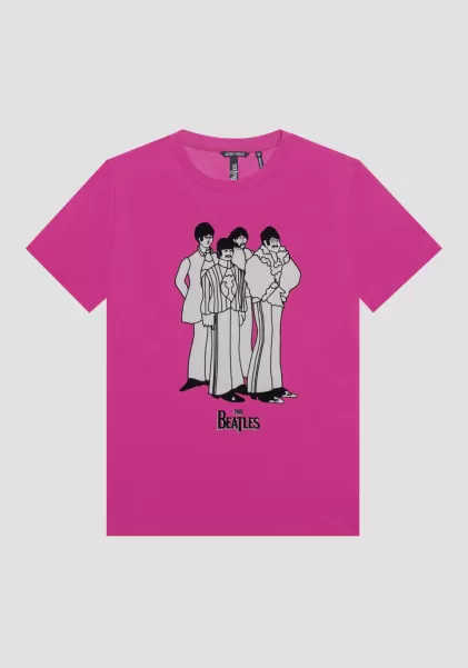 Camiseta Regular Fit 100 % De Algodón Con Estampado «The Beatles» Hombre Garantizado Camisetas Y Polo Magenta Antony Morato
