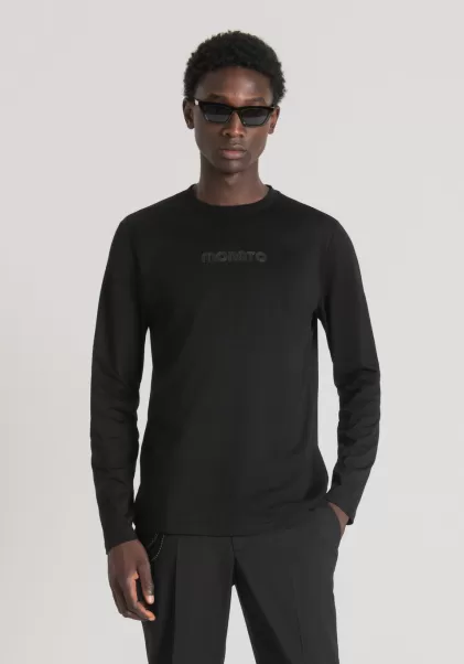 Negro Camisetas Y Polo Antony Morato Camiseta Regular Fit De Algodón 100 % Con Logotipo Estampado En Relieve Hombre Oferta Especial