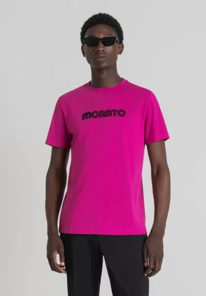 Antony Morato Magenta Oferta Camiseta Slim Fit De 100 % Algodón Con Logotipo Estampado Camisetas Y Polo Hombre
