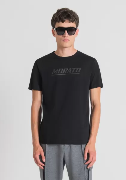 Descuento Negro Antony Morato Hombre Camiseta Slim Fit De Puro Algodón Con Estampado «Morato» Camisetas Y Polo