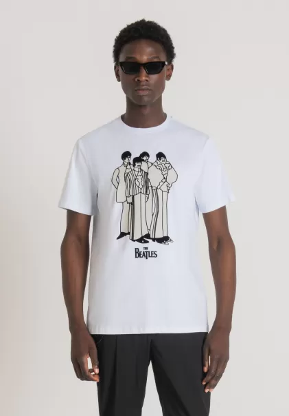 Hombre Compra Camisetas Y Polo Antony Morato Camiseta Regular Fit 100 % De Algodón Con Estampado «The Beatles» Blanco