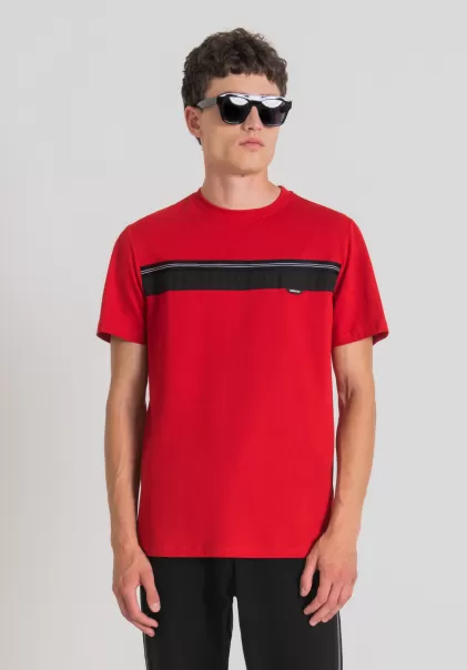 Rojo Hombre Camisetas Y Polo Antony Morato Camiseta Regular Fit De Algodón Suave Con Banda En Contraste Precio Razonable