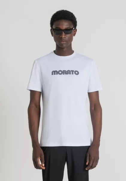 Camisetas Y Polo Hombre Antony Morato Vender Blanco Camiseta Slim Fit De 100 % Algodón Con Logotipo Estampado