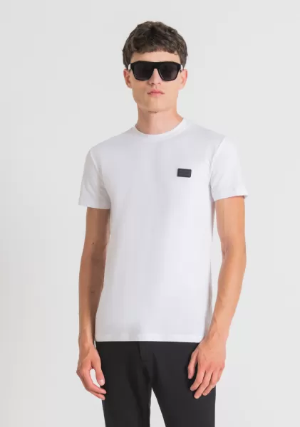 Compra Hombre Antony Morato Blanco Camisetas Y Polo Camiseta Súper Slim Fit Con Bolsillo De Piel Sintética