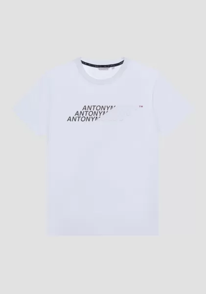 Hombre Camisetas Y Polo Autorización Camiseta Regular Fit De Algodón Con Logotipo Estampado De Efecto Gomado Crema Antony Morato