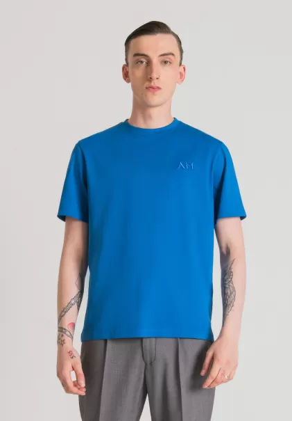 Antony Morato Camiseta Over Fit De Puro Algodón Con Logotipo Bordado Pago Seguro Cobalt Hombre Camisetas Y Polo