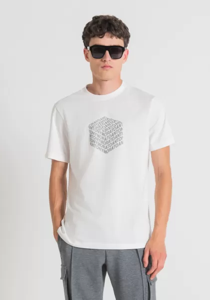 Camiseta Regular Fit De Algodón Con Logotipo Reflectante Estampado Antony Morato Camisetas Y Polo Hombre Comercio Crema