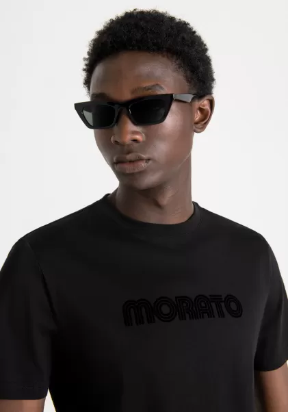 Camisetas Y Polo Negro Fiabilidad Camiseta Slim Fit De 100 % Algodón Con Logotipo Estampado Hombre Antony Morato