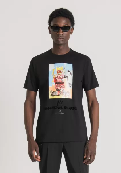 Hombre Camisetas Y Polo Camiseta Regular Fit De Algodón Con Estampado Basquiat Antony Morato Compra Negro