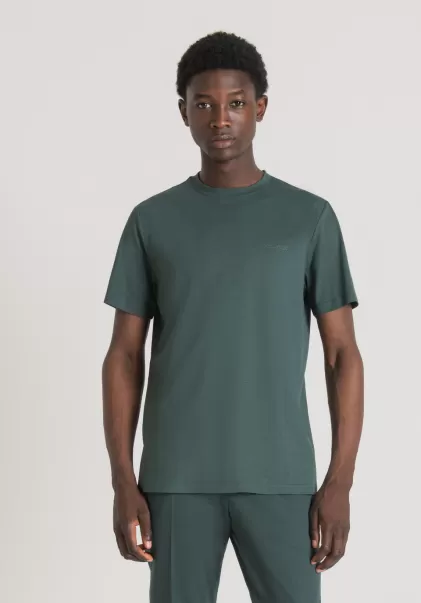 Camiseta Regular Fit De Viscosa Sostenible Con Logotipo Estampado Hombre Camisetas Y Polo Verde Botella Antony Morato Calidad