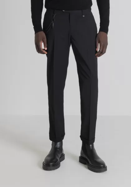 Descuento Antony Morato Pantalones Slim Fit «Rad» Tobilleros Con Pliegue Central Hombre Pantalones Negro