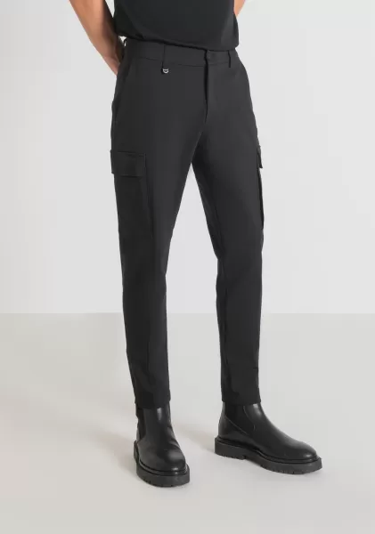 Antony Morato Negro Popularidad Hombre Pantalones Pantalones Skinny Fit «Bjorn» De Mezcla De Algodón Elástico Con Cremallera En El Bajo