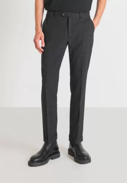 Hombre Antony Morato Pantalones Slim Fit Tobilleros «Rad» Con Estampado De Cuadros Pantalones Moda Negro