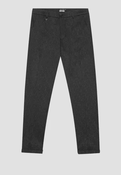 Demanda Antony Morato Hombre Pantalones Pantalón Super Skinny Fit «Ashe» De Tejido Mixto De Viscosa Elástica Con Estampado De Espiga Negro