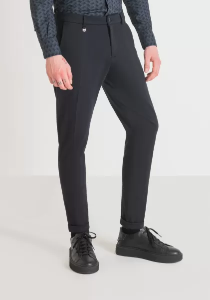 Pantalones Hombre Pantalones Super Skinny Fit «Ashe» De Mezcla De Viscosa De Color Liso Antony Morato Productos Recomendados Tinta Azul
