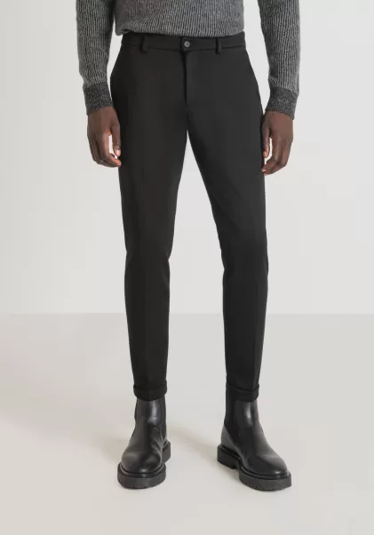 Hombre Antony Morato Pantalones Super Skinny Fit «Ashe» De Sarga De Viscosa Mixta Elástica Pantalones Negro Promoción