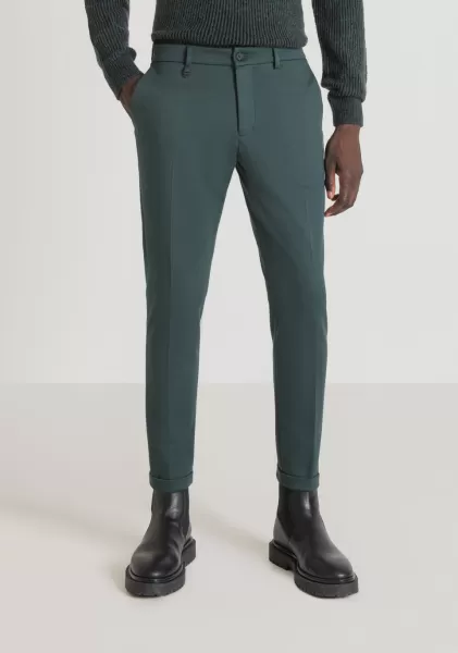 Pantalones Super Skinny Fit «Ashe» De Sarga De Viscosa Mixta Elástica Hombre Comercio Antony Morato Verde Botella Pantalones