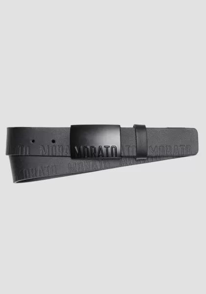 Negro Cinturón De Piel Con Estampado «Morato» Cinturones Antony Morato Popularidad Hombre