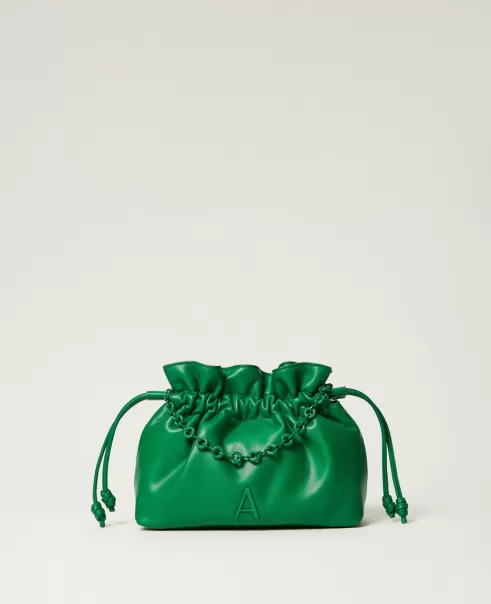 Bolso Tipo Saco Con Logotipo Mujer Green Bouquet Twinset Bolsos Bandolera