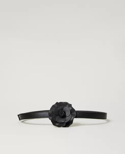 Mujer Cinturones Twinset Cinturón Con Flor Negro