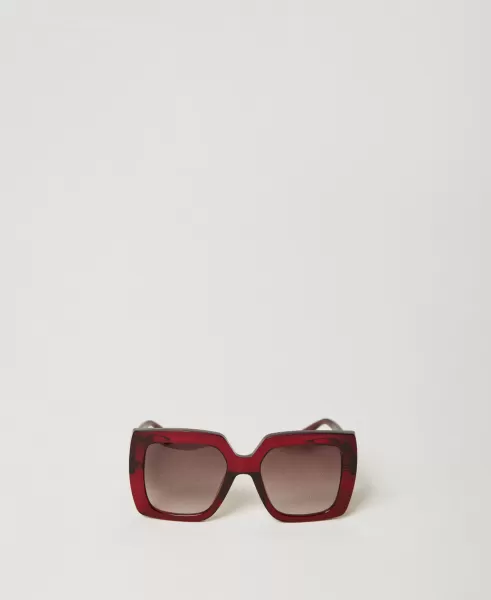 Gafas De Sol Twinset Shiny Transparency Raspberry Gafas De Sol Cuadradas Oversize Mujer