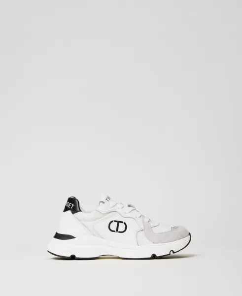 Zapatos Twinset Blanco Sneakers Running Con Oval T Niña